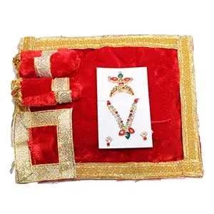 Festive Vibes Laddu Gopal Peacock Feather Mukut Set Bal Gopal /Kanha Ji Shringar Kantha Haar/Crown For Deities Har Mukut Set for Radha Rani