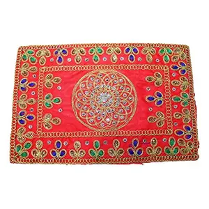 Festive Vibes Fabric Small Silk Matarani Ki Puja Chunri for Frame Size - 9 * 7 Inch Red