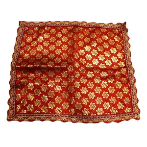 Festive Vibes Satin Ganpati Puja Baithak/Rumal Cloth (Size- 18 x 18 Inch Red)