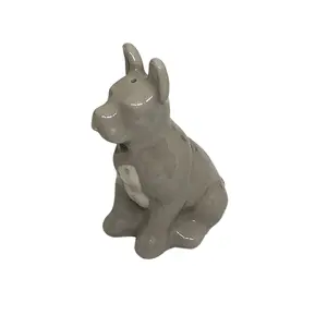 Festive Vibes Ceramic Dog Shaped Salt Sprinkler for Dining Table 1-Piece (Grey)