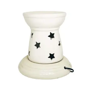 Festive Vibes Electric Ceramic Star Big Aroma Oil Diffuser Essential Oil Burner for Home Office and Spa (Height : 8 Inches.) Color : Off White