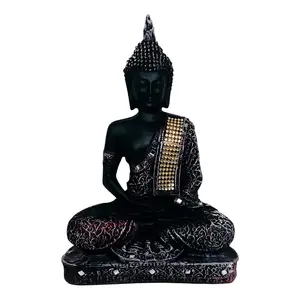 Festive Vibes Resin Lord Buddha Sitting Statue for Home Decor (Red & Black 1 Pc.) (BStatue-Red)