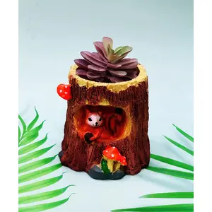 Festive Vibes Resin Hanging Squirrel Flower Succulent Planter Pot (Plant Not Included) with Drainage Hole for Home Office Decor Multicolour Size : 5.5 Inches.