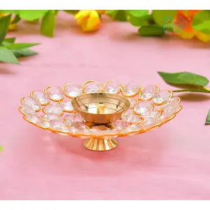 Festive Vibes Metal Akhand Diya Oil Puja Lamp - Decorative Round for Home Office Gifts Pooja Articles Dcor (Size :: 2x5 Inches)