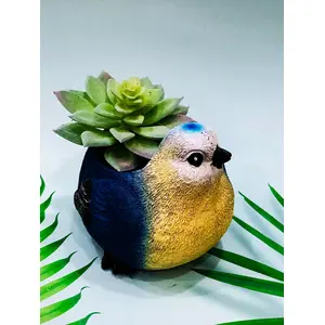 Festive Vibes Resin Bird Face Succulent Planter Pot (Plant Not Included) with Drainage Hole for Home Office Decor Multicolour Size : 4 Inches.