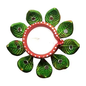 Festive Vibes Handcrafted Bright Color Hand Painted Terracotta/Earthen Clay Decorative Diya Diwali Diya (Size : 5x2 Inches.)