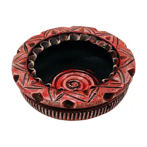 Festive Vibes Terracotta Floral Bowl Handmade Earthenware Clay Terracotta Uruli Decorative Bowl Urli Flower Potpourri Pot (Size : 9 Inches.) (Red)