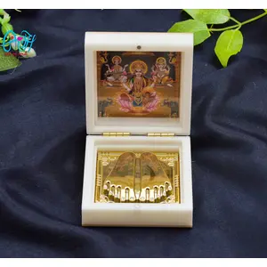 Festive Vibes Metal Charan Paduka Box for Puja and Gift (Laxmi Ji)(Size :: 3x3x1.5 Inches)