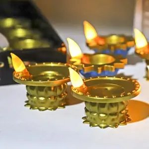 Festive Vibes Water Sensor LED Diya for House Temple Decoration On Diwali and Other Festivals (Yellow)