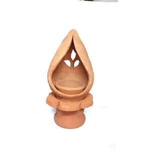 mitti ka Diya l Diya lamp l Traditional Diya lamp l tulsidani l Decorated l deginer l Diya for Pooja l Diya Holder l Camphor lamp with Diya Akhand jayot (Pack of 4)