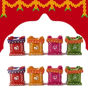 Festive Vibes Clay Diya for Diwali Decoration Items for Home Puja | 8 Sets Handmade Earthen Clay Terracotta Decorative Diya Candles Pooja Purpose Outdoor Indoor Garden Decor (8 Piece)
