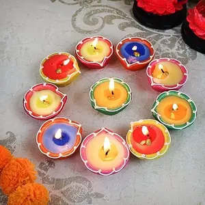 Festive Vibes Diwali Diyas|Traditional Handmade Terracotta Clay Diya|Mitti Deepak Decorate for Diwali|Diya for Puja|Diwali Home Decoration Diya (Set of 10 Multicolour)