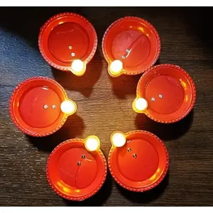 Festive Vibes Water Smokeless Flameless Candles Water Sensor Diya for Home Decor Festivals Decoration Floating Led Light Diya Diwali Purpose Waterproof Candles Party (Pack of 6)