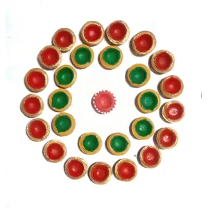 Festive Vibes Rangoli Panchgavya Cow Dung Diya (32 Peice) Multicolour