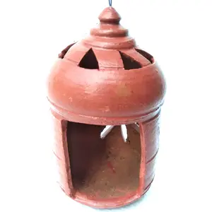 Festive Vibes Clay Earthen Mitti Mati Mud Temple Shape Terracotta earthen dcor Tulsi Oil Diya lamp for Home-Balcony-Diwali dcor & Gifting Home and Lighting (7 Inch x 4 Inch Brick Red)