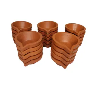 Festive Vibes Handmade Terracotta Clay Diya for Puja and Festivals | Clay Diya for Karthigai Deepam | Agalvilakku | karthika Deepam Pack of : (10)