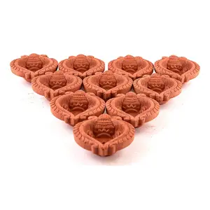 Festive Vibes Diya for Diwali Decoration | Decorative Terracotta Clay Mitti Diyas/Candles for Puja and Home Decor - Set of 24
