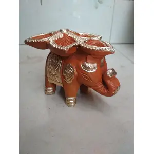 Elephant Design Big Large Size Clay Diya Terracotta Color Handmade Clay Mitti ka Diya Deepak Oil ghee lamp for Diwali aarti Navratri Puja Dussehra Pooja chhath puja15 156 cm