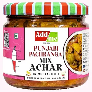 Add Me Pachranga Punjabi Mixed Pickle 300gm | Hand Made Mix achar Pickle in Mustard Oil Glass Pack
