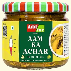 Add Me Home Made Mango Pickle in Olive Oil 300gm Aam ka Achar ramkela in Olive Oil Glass Pack
