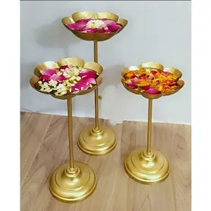 Festive Vibes Taj Bowl Hammered Urli Candle Stand with Floating Diya | Urli for Home Decor and Festival Decor Urli Show Piece for Floating Flowers Diya - 3 Pieces (Size- 15 inch 12 inch 9 inch)