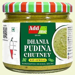 Add Me Home made Mint Sauce Dhania Pudina Chutney 300 gm Classic Indian Pani Puri Bhelpuri Chatni Recipe Green Chutney glass pack