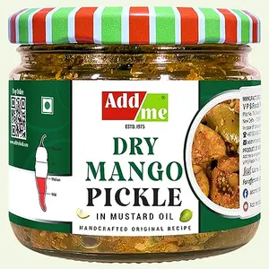 Add Me Home Made Sukha North Indian Aam ka Achar 300 G Dry Mango Pickle Very Less Mustard Oil 300gm Glass Jar