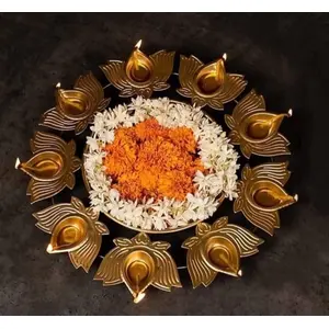 Festive Vibes Flower Decorative Urli Bowl for Home Handcrafted Bowl for Floating Flowers and Tea Light Candles Home|Office and Table Decor| Diwali Decoration Items| Metal(Gold)