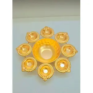 Festive Vibes Metal Diya Urli Bowl Brass/Gold Finish for Home Decor and Puja Place