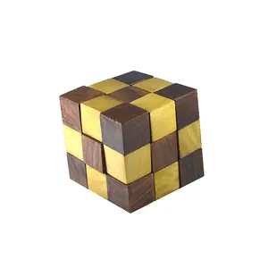 Silkrute Handcrafted Wooden Snake Cube Puzzle