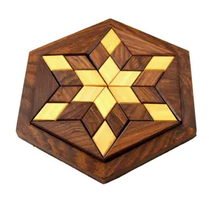Silkrute Handcrafted Hexagon Wooden Board Puzzle