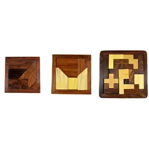 Silkrute Handcrafted Wooden Board Puzzle - Set of 3