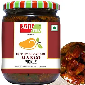 Add me Mango Pickle in Garlic Ginger Masala 500g Hot Hyderabadi South Indian aam ka achar Glass Pack