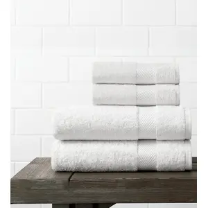 Amouve 100% Organic Cotton Towel Set of 4 [2 Bath Towel + 2 Hand Towel], Super-soft, Luxurious, 700 GSM - White