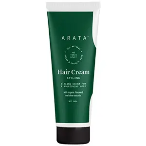 Arata Styling Hair Cream (50 ML) | Moisture in Curly Hair | Frizz & Tames Flyaways in Straight Hair | Soft Hold and Control to Short Hair