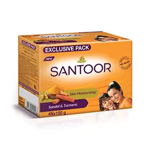 Santoor Sandal & Turmeric for Total Skin Care 150g (Pack of 4)