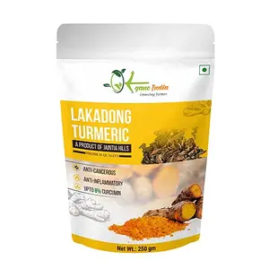 Organo India Lakadong Turmeric Powder (250GM) | High Curcumin Lakadong Turmeric powder upto 8% | Naturally Sourced from jaintia Hills farmers | and Healing