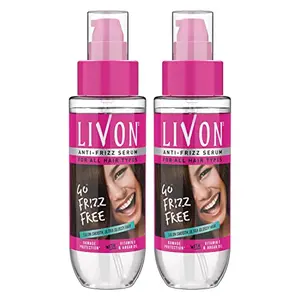 Livon Hair Serum For Women | All Hair Types | Smooth Frizz-Free & Gy Hair | With Argan Oil & Vitamin E | 100 Ml (Pack Of 2)