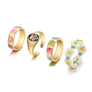 Shining Diva Fashion Latest Stylish Colorful Chunky Y2K Aesthetic Gen Z Rings for Girls