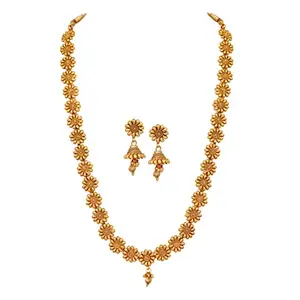 JFL - Jewellery for Less Golden One Gram Golden ColorNecklace Set For Women and Girls