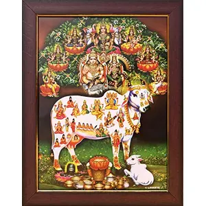 Garuda Photos - God Sri Gau Matha Kuberan Astha Lakshmi Photo Frame Kuber Kubera bhagwan (Lakshmi Kubera / Kubera Lakshmi Photo Frame) (Small 9 X 7 Inch)