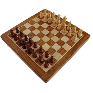 KraftB 12 x 12" Chess Set - Chess Game Handmade Wooden Rosewood Fordable Magnetic Chess Game Board with Storage Slots 12 Inch