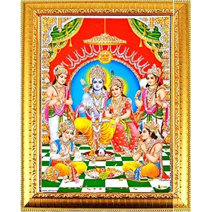 Suninow Digital Art Ram sita Hanuman ji Photo Frame | ram darbar Photo Frame | god Goddess Photo Frame (ram darbar 2)
