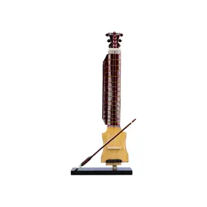 Silkrute Decor Classical Miniature Dilruba, Handcrafted Music Instrument Miniature Acoustic Dilruba, Dark Red Color