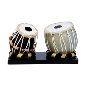 Silkrute Decor Classical Miniature Dugi Tabla, Handcrafted Music Instrument Miniature Acoustic Dugi Tabla, Dark Red Color