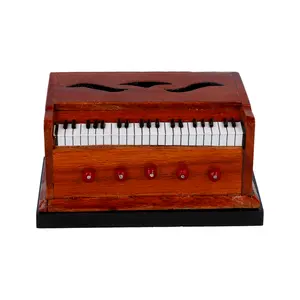 Silkrute Decor Classical Miniature Harmonium, Handcrafted Music Instrument Miniature Acoustic Harmonium, Dark Red Color