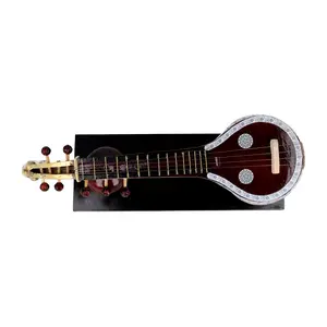 Silkrute Decor Classical Miniature Saraswati Veena, Handcrafted Music Instrument Miniature Acoustic Saraswati Veena, Dark Red Color