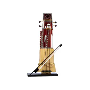 Silkrute Decor Classical Miniature Sarengi, Handcrafted Music Instrument Miniature Acoustic Sarengi, Dark Red Color