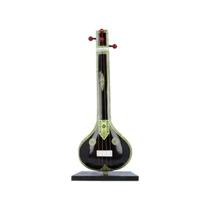 Silkrute Decor Classical Miniature Tanpura, Handcrafted Music Instrument Miniature Acoustic Tanpura, Dark Red Color