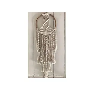 DXYZ Macrame Dream Catcher | Cotton Rope Bohemian Vintage Style Wall Hanging Tapestry | Modern Room Home Decor | Geometric Wall Art | Gifting (Ivory)